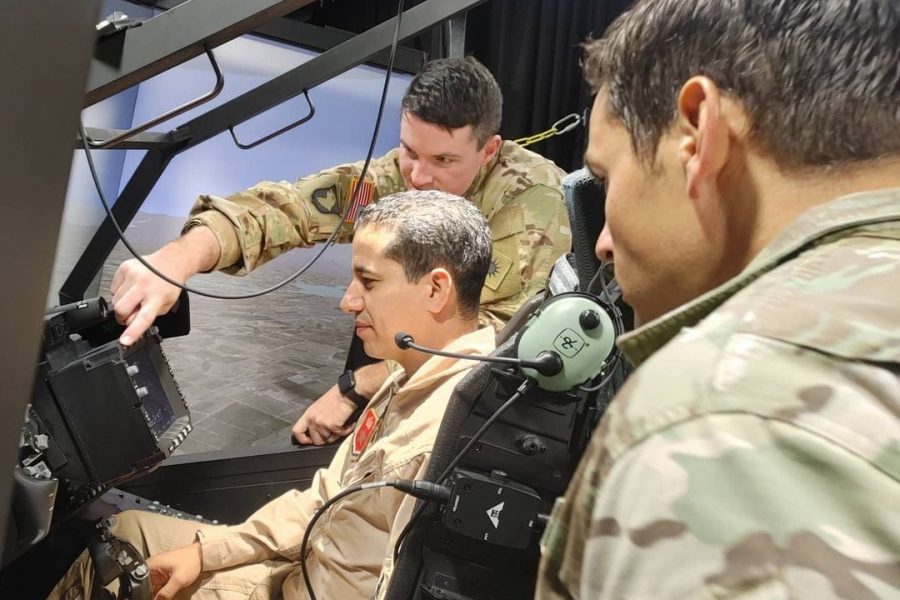 Royal Air Force pilots train on the US Apache helicopters