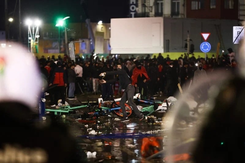 Belgium fans in violent riots after Morocco World Cup win