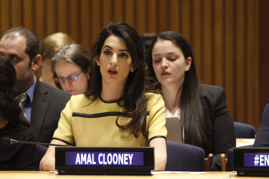 Lebanese human rights lawyer Amal Clooney under fire for silence over agression on Palestine