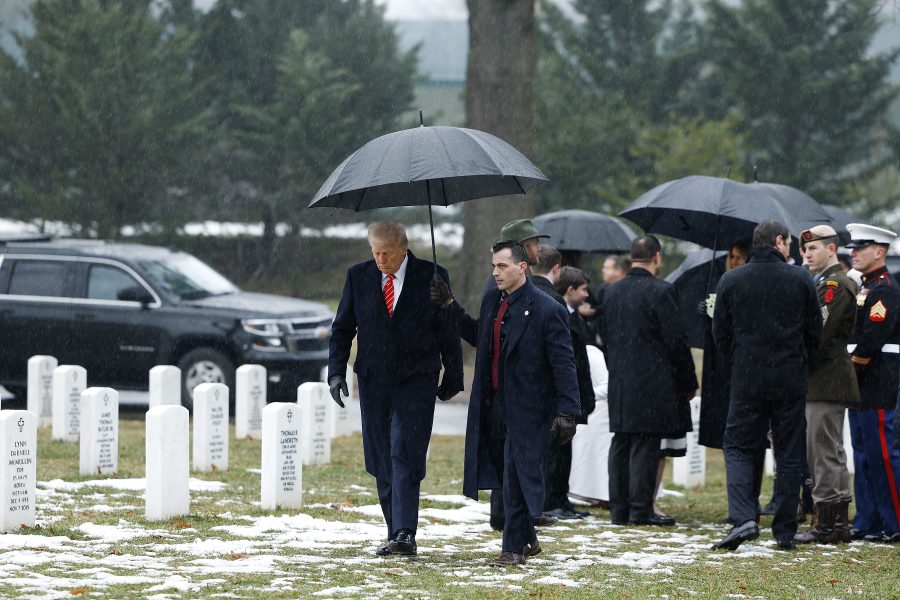 Us Layas Rally Trump lays wreath ahead of inauguration eve rally