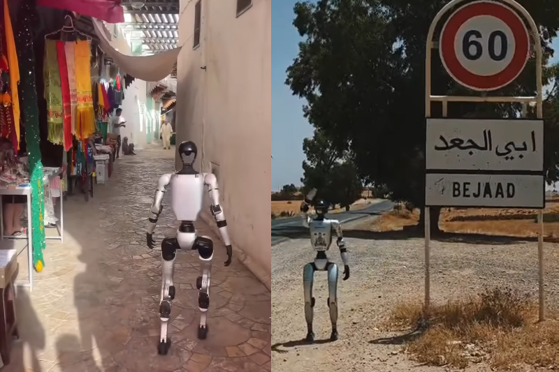 Robot walks the streets of  Bejaad as AI tour begins in Morocco