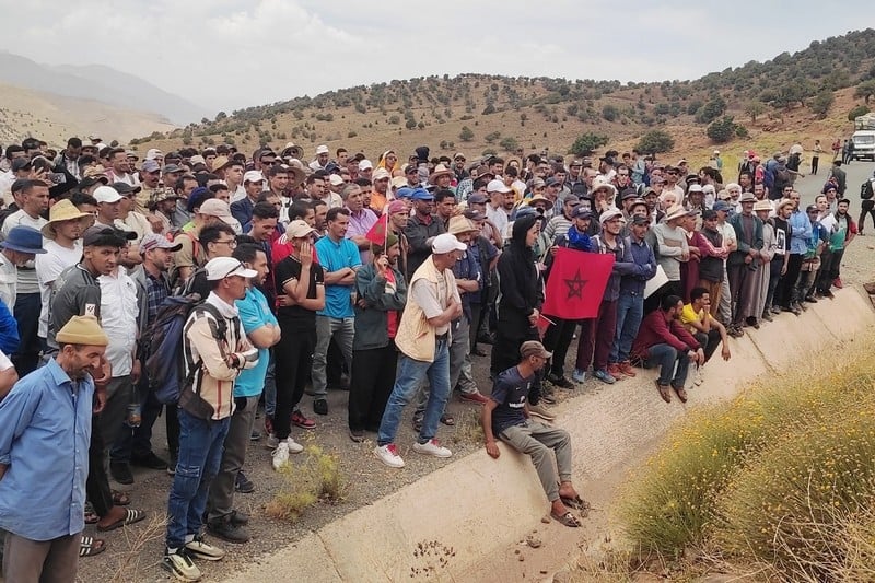 Doctor, internet, and football field coming to Ait Bouguemez after protest march
