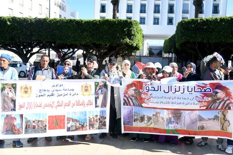 Homeless Al Haouz victims stage protest as mountainous winter looms