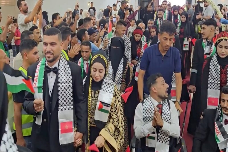 Moroccan-funded initiative organizes mass wedding for 40 disabled Palestinians in Gaza