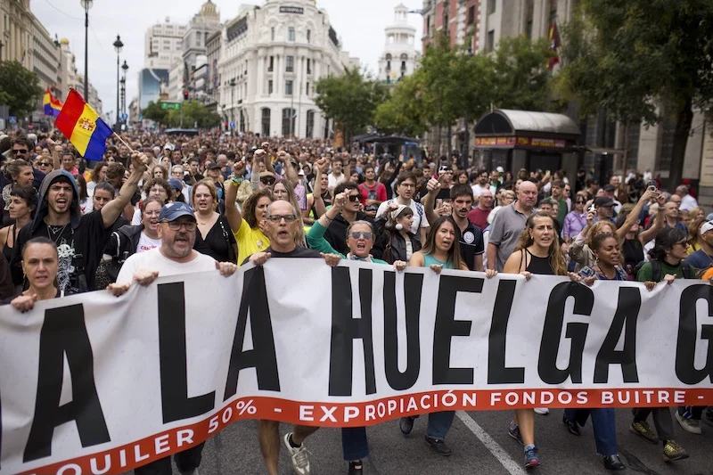 Spain’s main unions plan 24-hour general strike over housing costs